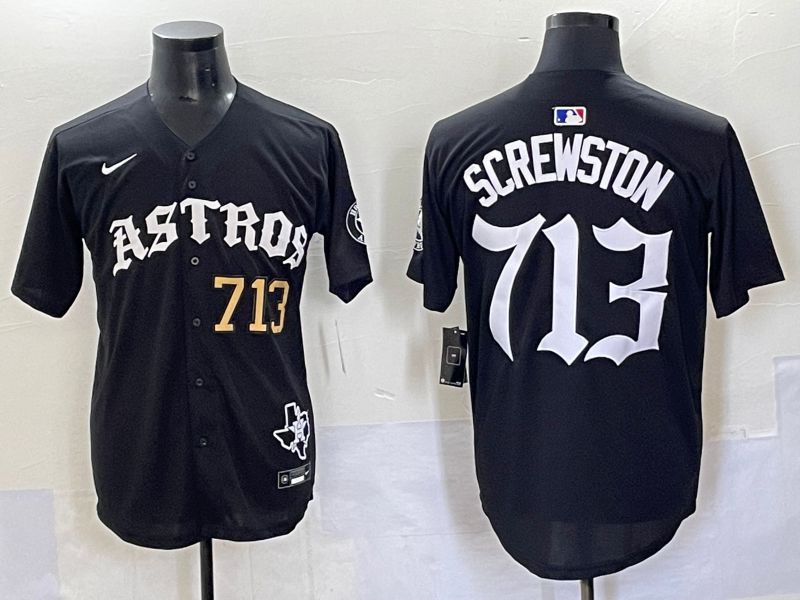Men 2025 Houston Astros 713 Screwston Black Seven generations Joint Name Nike MLB Jersey style 6->houston astros->MLB Jersey